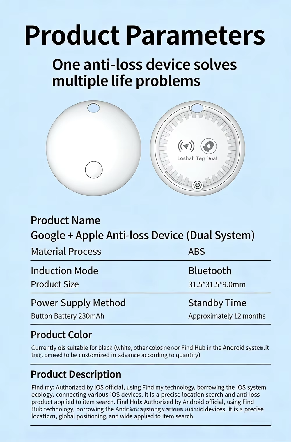 Apple iOS & Android Dual System Find My Smart Tag